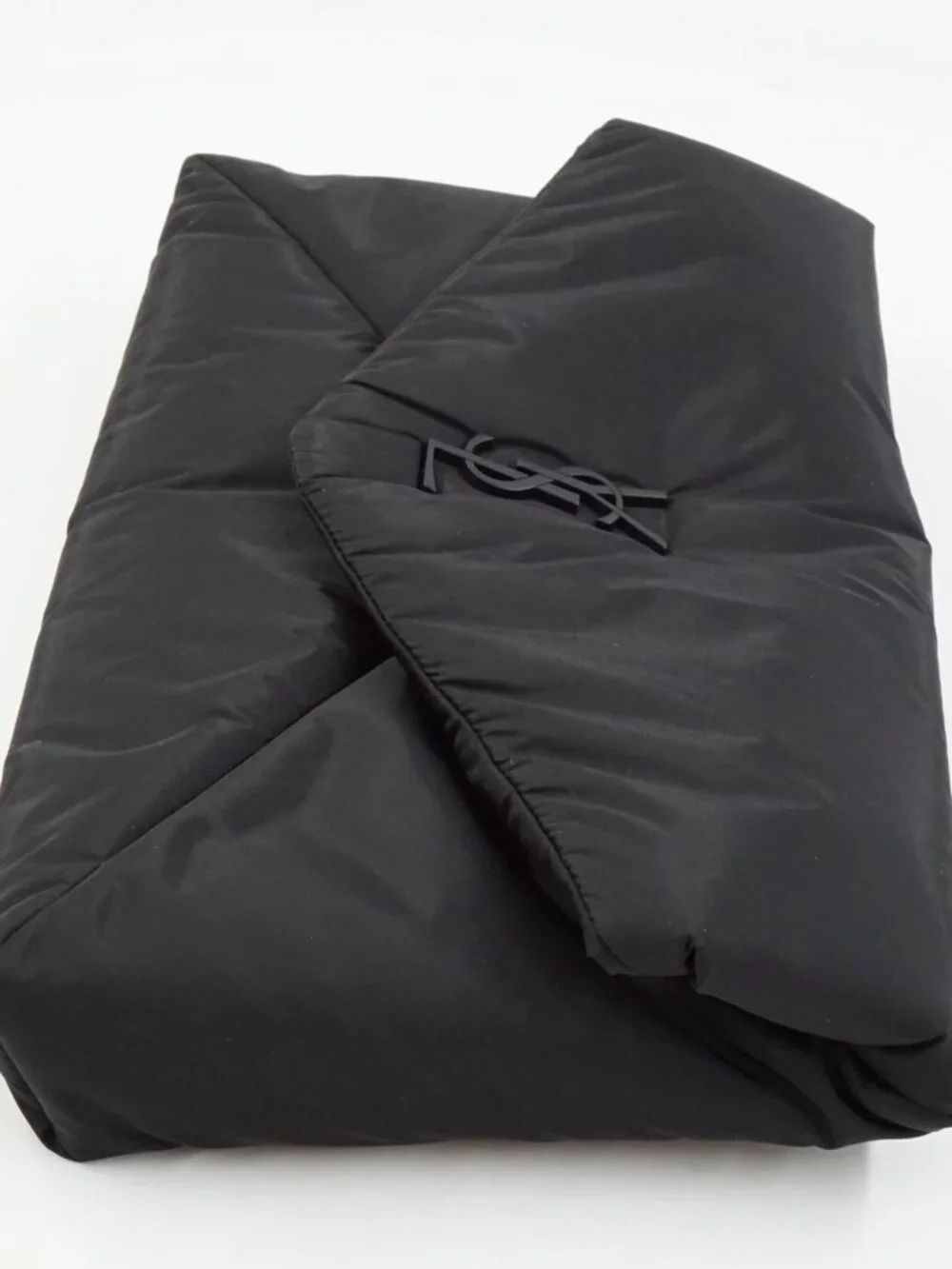 AUTHENTIC Saint Laurent Cassandre Large Envelope Pouch Clutch in Black Nylon NEW